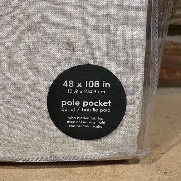 West Elm European Flax Linen Natural 48 in x 108 in Curtain with Pole Pocket - Picture 3 of 5